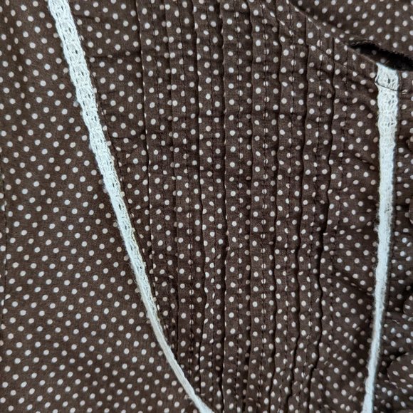 H&M Women's Brown Polka Dot Babydoll Mini Dress (Sz 4 fits like XS/US 2) - Picture 3 of 5